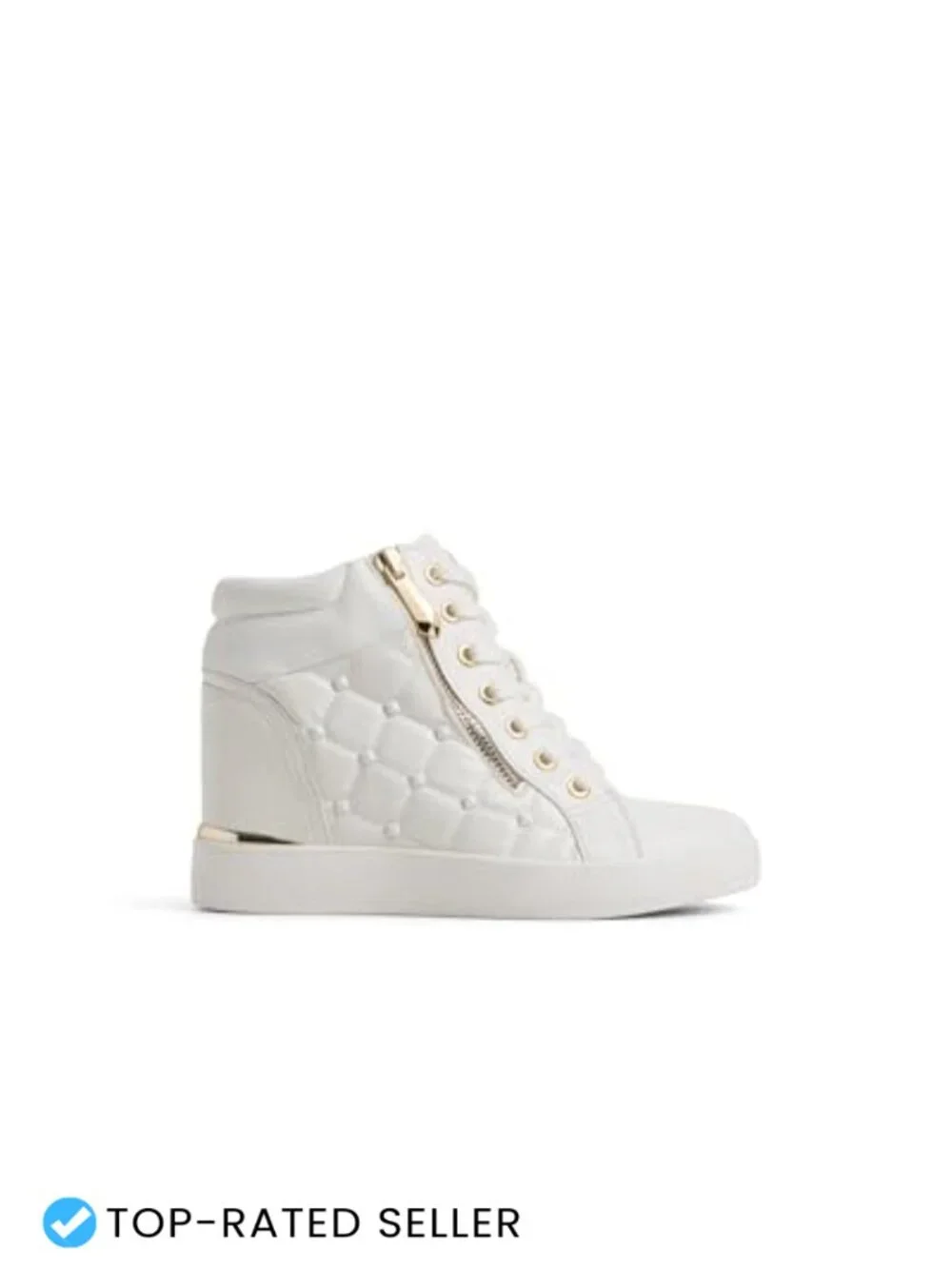 Quilted Lace-Up Wedge Sneaker Womens High Top Athletic Pillow Walk Cushioned